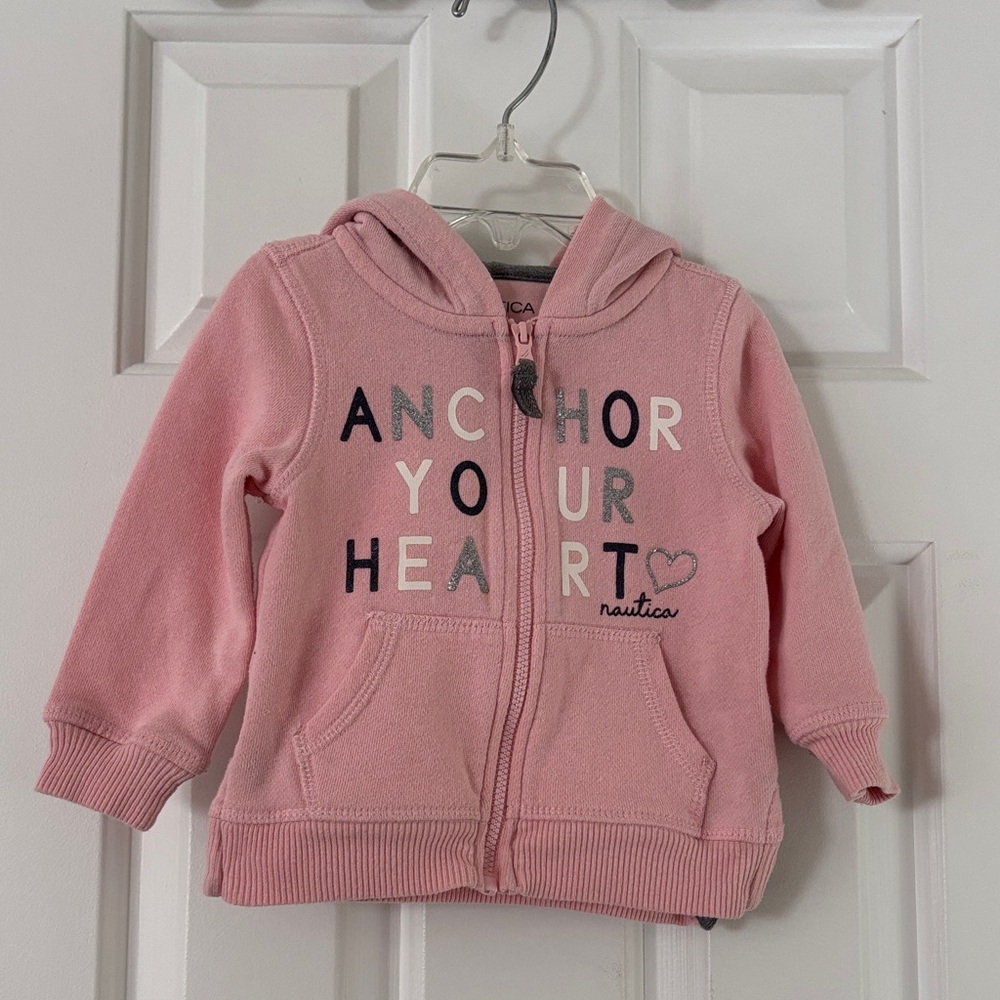 Nautica Kids Pink Hoodie with Heart Design